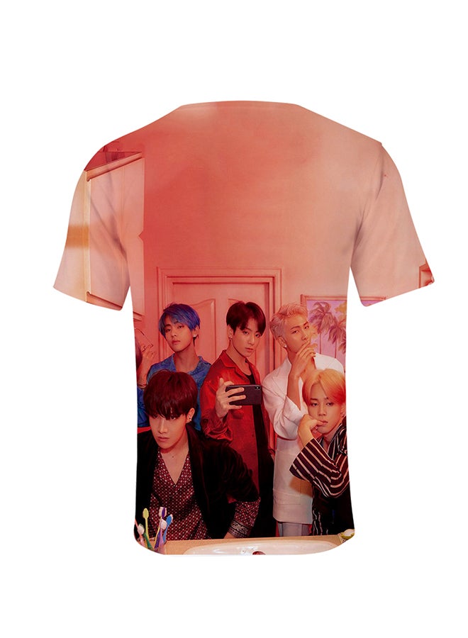 TOEON BTS Group Printed Breathable T-Shirt Orange  - Image 2