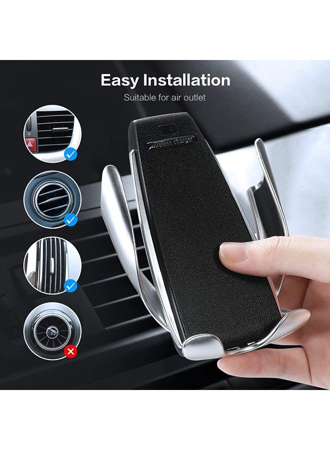 Wireless Car Charger With Phone Holder For iPhone Black/Silver - Image 3