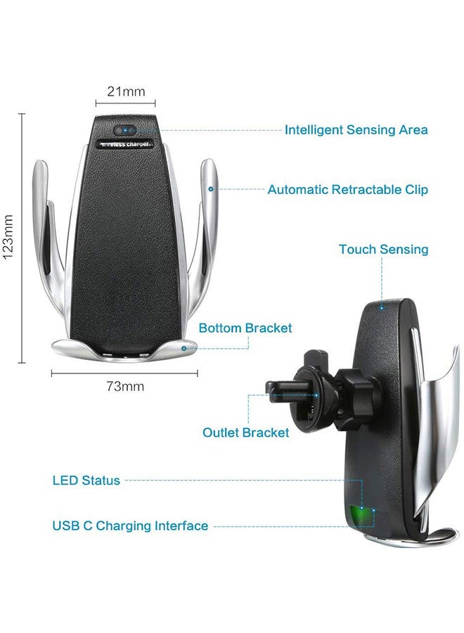 Wireless Car Charger With Phone Holder For iPhone Black/Silver - Image 4