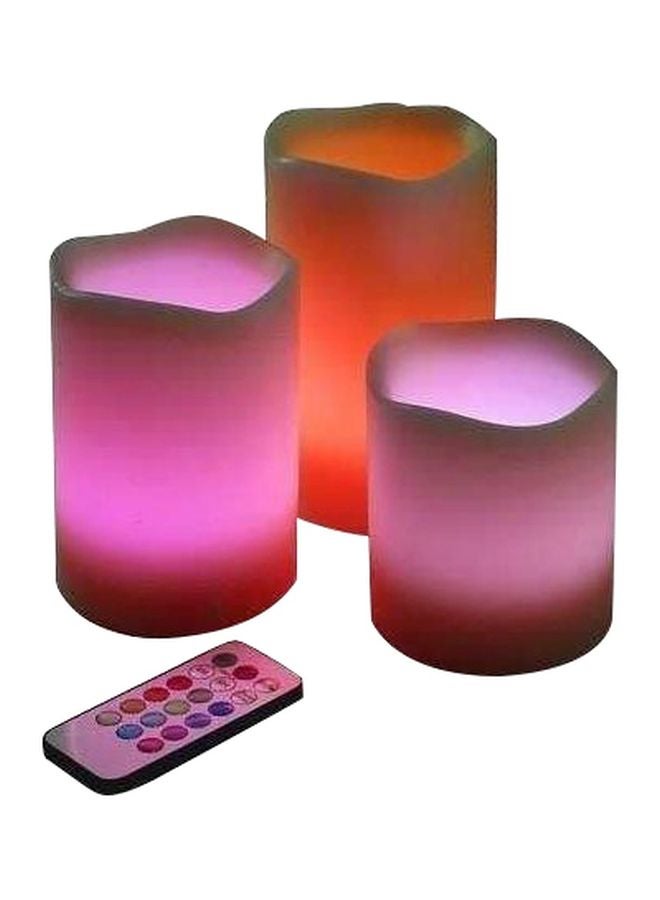 3-Piece LED Flameless Candle With Remote Purple/Orange