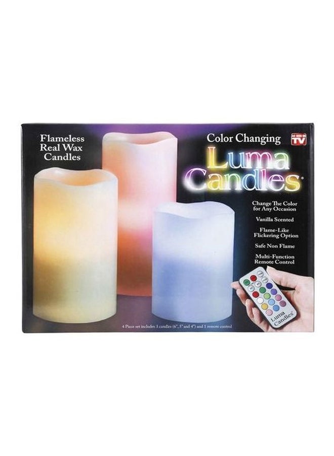 Generic - 3-Piece Colour Changing Flameless Candle Set With Remote Beige - Image 1