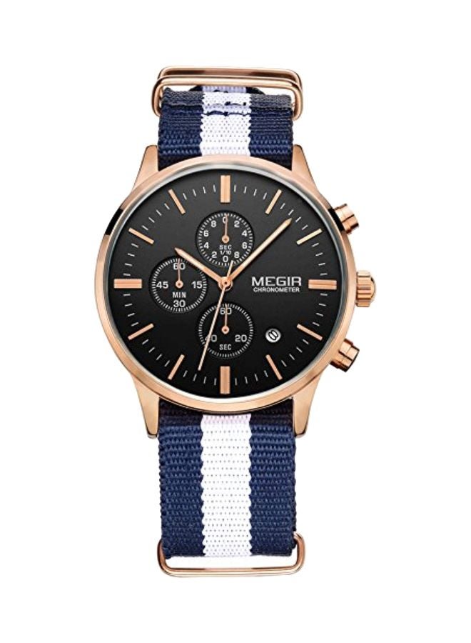 MEGIR unisex Water Resistant Chronograph Watch SL2011 - 39 mm - Blue/White - Image 1