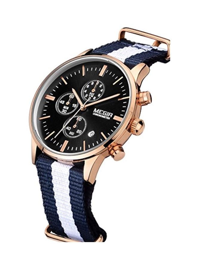 MEGIR unisex Water Resistant Chronograph Watch SL2011 - 39 mm - Blue/White - Image 3