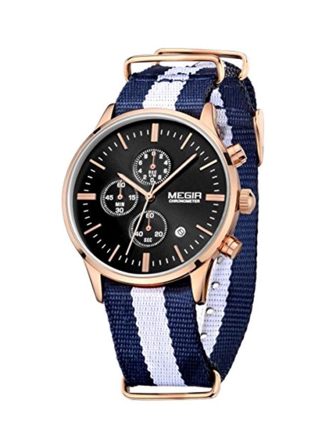 MEGIR unisex Water Resistant Chronograph Watch SL2011 - 39 mm - Blue/White - Image 2