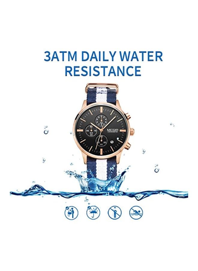 MEGIR unisex Water Resistant Chronograph Watch SL2011 - 39 mm - Blue/White - Image 4