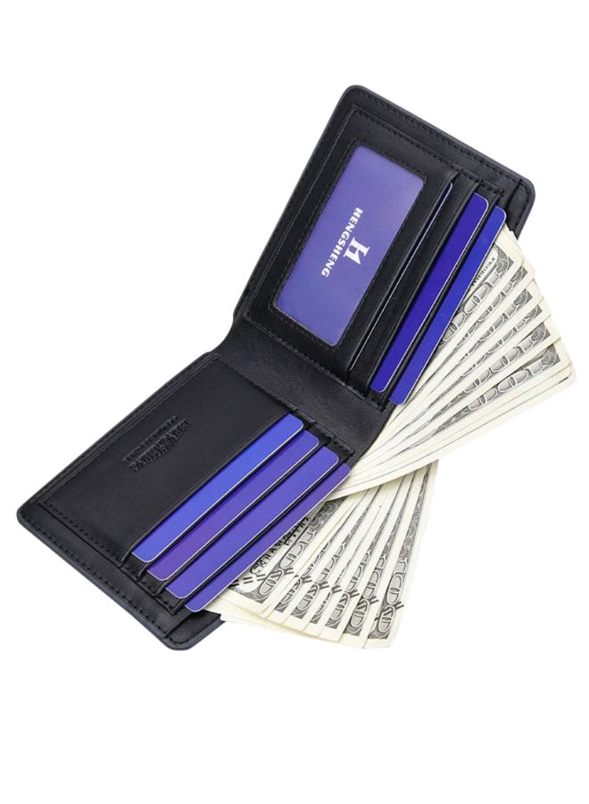 Double Folded Letter Pattern Wallet Black