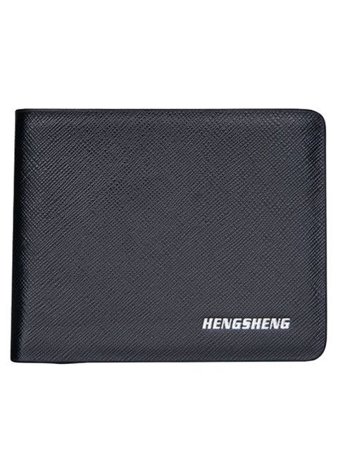 Double Folded Letter Pattern Wallet Black