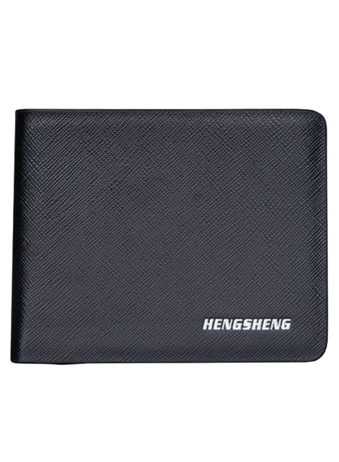 Double Folded Letter Pattern Wallet Black