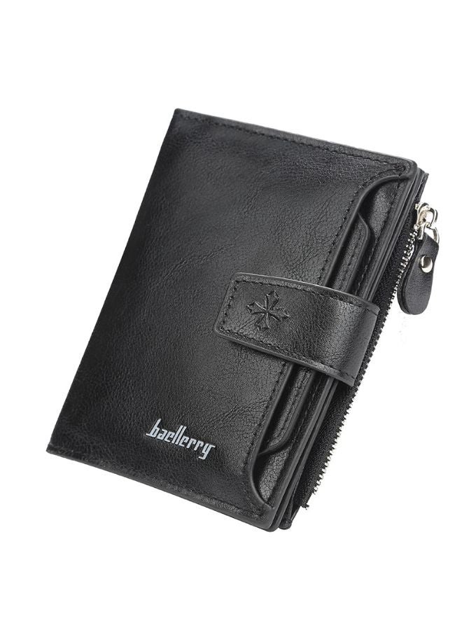 Triple Folded Large Capacity Wallet Black