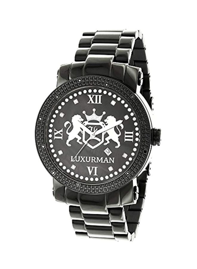 Luxurman - men Diamond Studded Analog Watch 2660 - 49 mm - Black - Image 1