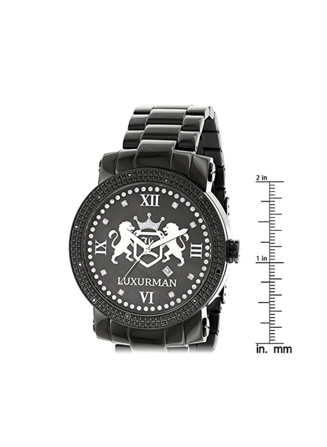 Luxurman - men Diamond Studded Analog Watch 2660 - 49 mm - Black - Image 1