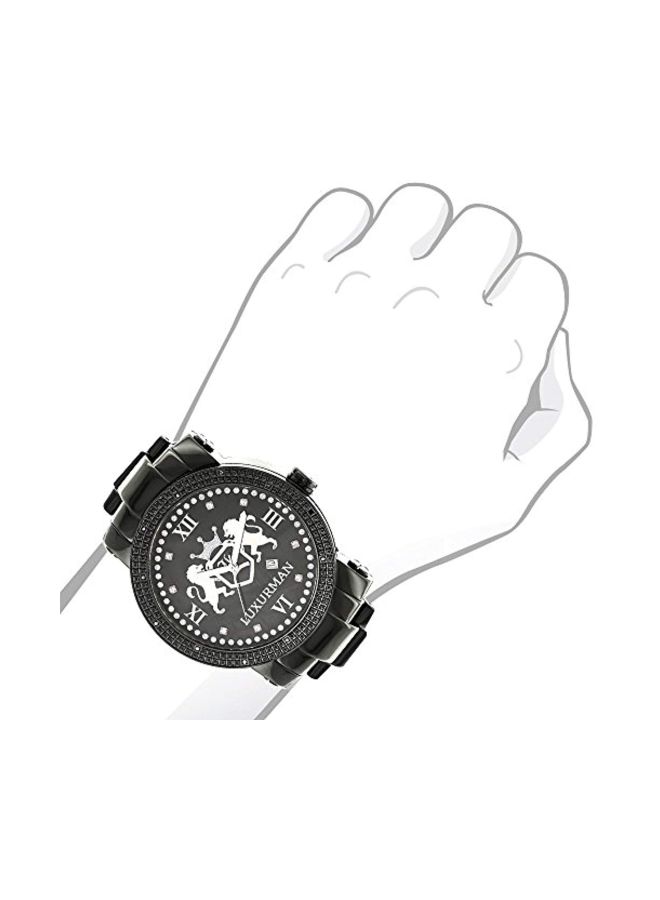 Luxurman - men Diamond Studded Analog Watch 2660 - 49 mm - Black - Image 1
