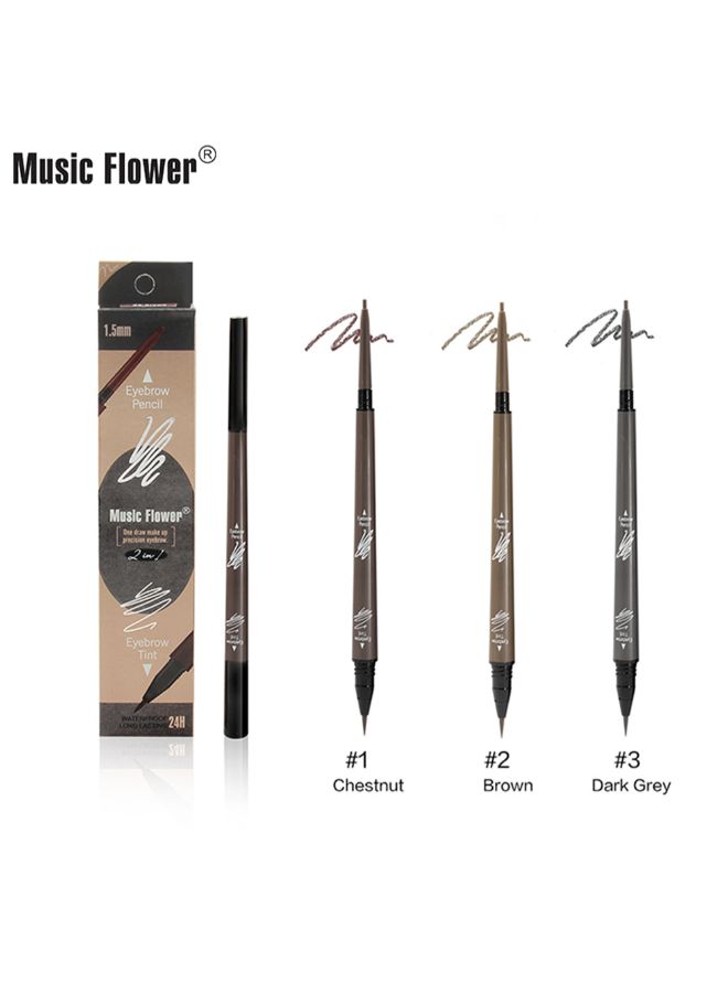 Music Flower - 2-In-1 Double-headed Eyebrow Pencil 03 Dark Grey - Image 1
