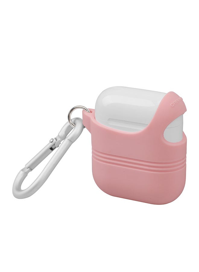 PROMATE - AirPods Silicone Case, Shockproof Protective Silicone Slim Cover with Secure Lid Strap, Quick Snap Carabiner Hook and Charging Port Access for Apple AirPods and AirPods 2, VeilCase Pink - Image 1