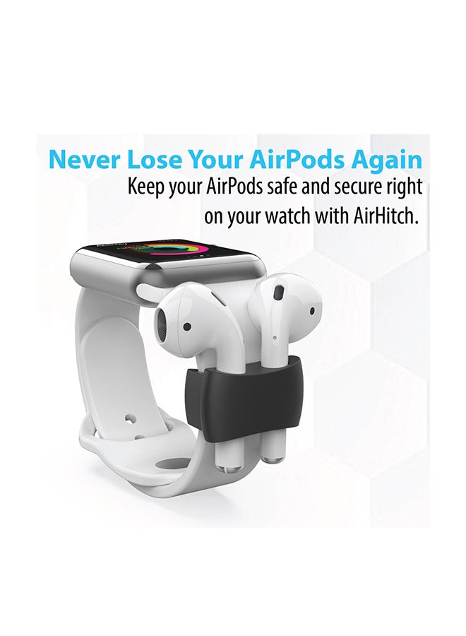 PROMATE - Shock Proof Airpods Watch Band Holder Clip, For Apple AirPods, AirHitch Black - Image 1