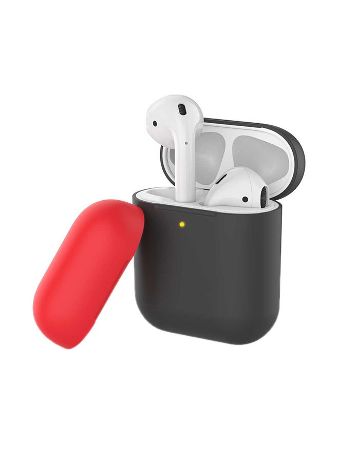 PROMATE Apple AirPods Silicone Case, Slim-Fit Two-Tone Shockproof Protective Wireless Charging Apple AirPods Cover with Dual-Lid, Scratch Resistance and Anti-Slip Case For Apple AirPods 1/2, SiliCase black  - Image 1
