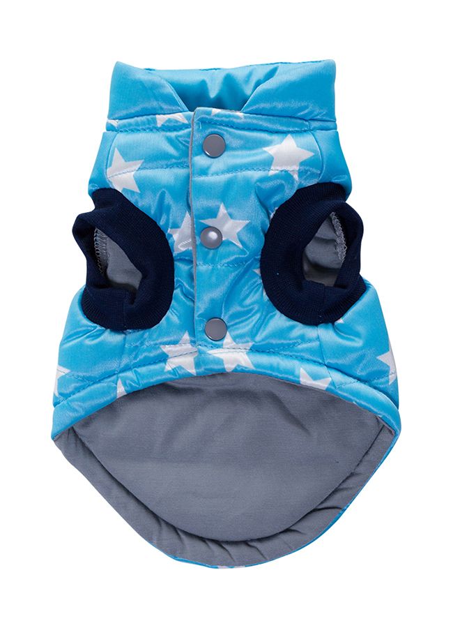 Printed Pattern Winter Waistcoat For Puppy Dog Blue L - Image 1