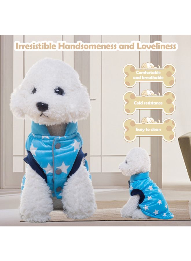 Printed Pattern Winter Waistcoat For Puppy Dog Blue L - Image 4