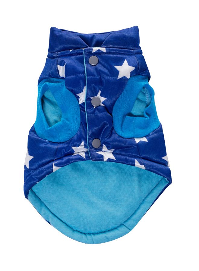 Printed Pattern Winter Waistcoat For Puppy Dog Blue XL - Image 1