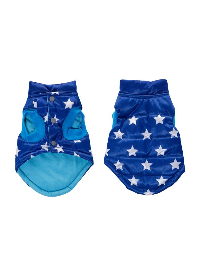 Printed Pattern Winter Waistcoat For Puppy Dog Blue XL - Image 2