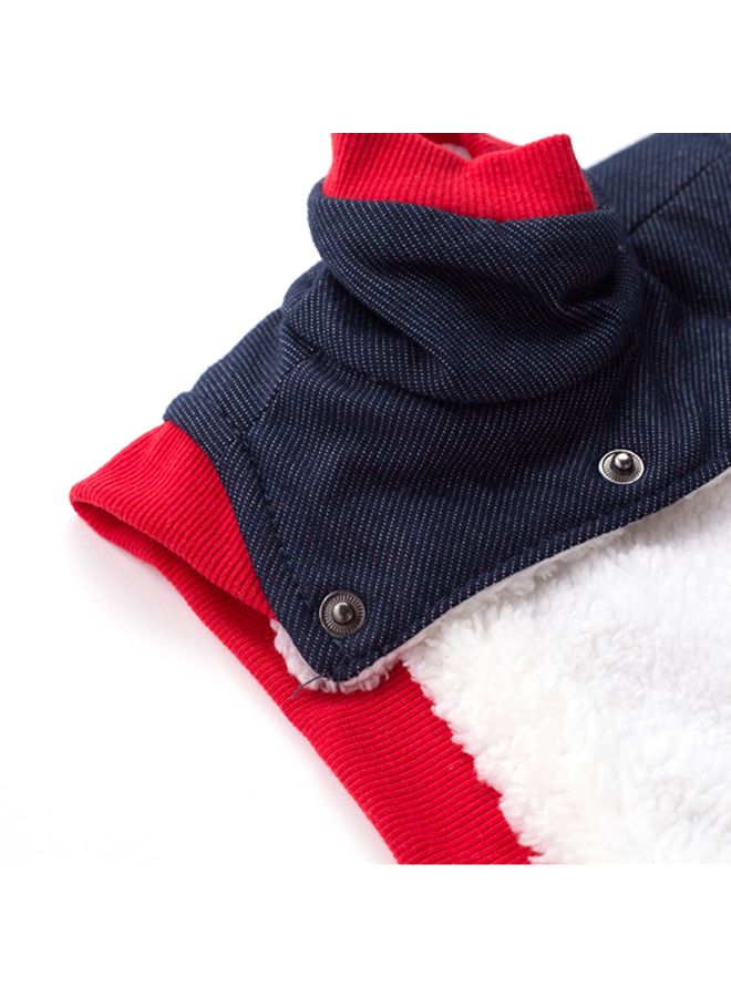 Four Legged Printed Pattern Pet Dog Coat Blue/Red XL - Image 4