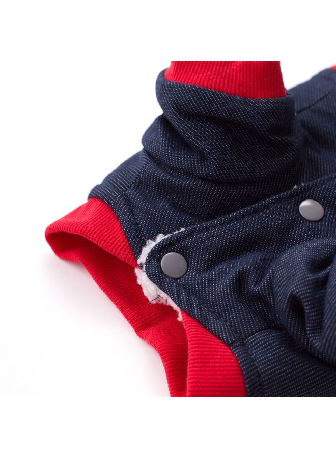 Four Legged Printed Pattern Pet Dog Coat Blue/Red XL - Image 5