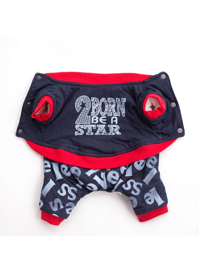 معطف بأربع أرجل بنمط منقوش للكلاب أزرق/أحمر M - Image 4