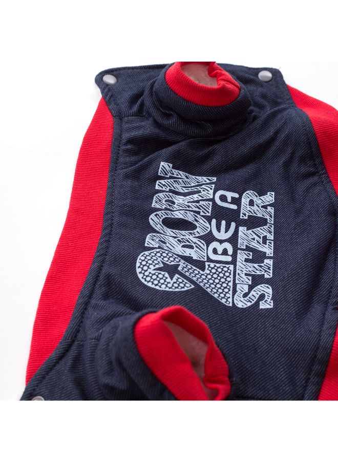 Four Legged Printed Pattern Pet Dog Coat Blue/Red XS - Image 3