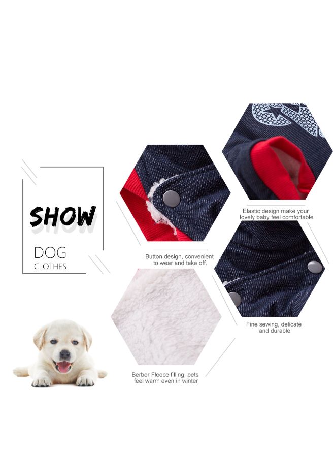 Four Legged Printed Pattern Pet Dog Coat Blue/Red XS - Image 5