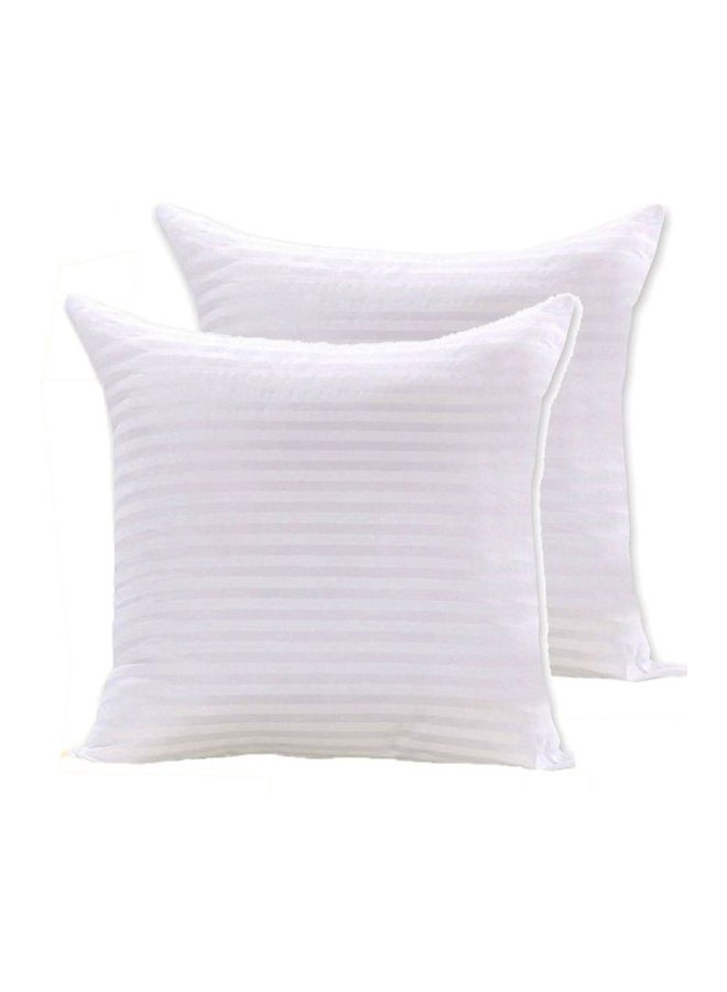 iBed Home 2-Piece Soft Striped Hotel Cushion Microfiber White 45 x 45centimeter