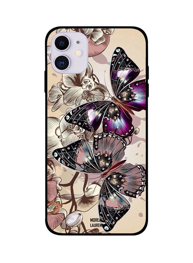 Moreau Laurent Protective Case Cover For Apple iPhone 11 Purple and Brown Butterflies
