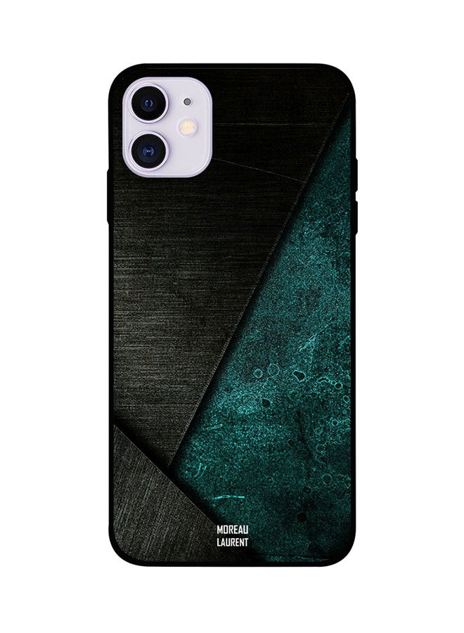Moreau Laurent Protective Case Cover For Apple iPhone 11 Black & Dark Green Pattern  - Image 1