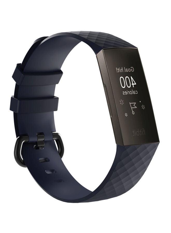 Diamond Pattern Replacement Strap For Fitbit Charge 3 Black  - Image 1