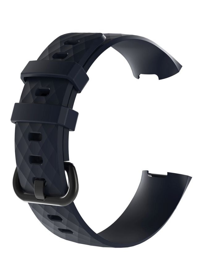 Diamond Pattern Replacement Strap For Fitbit Charge 3 Black  - Image 2