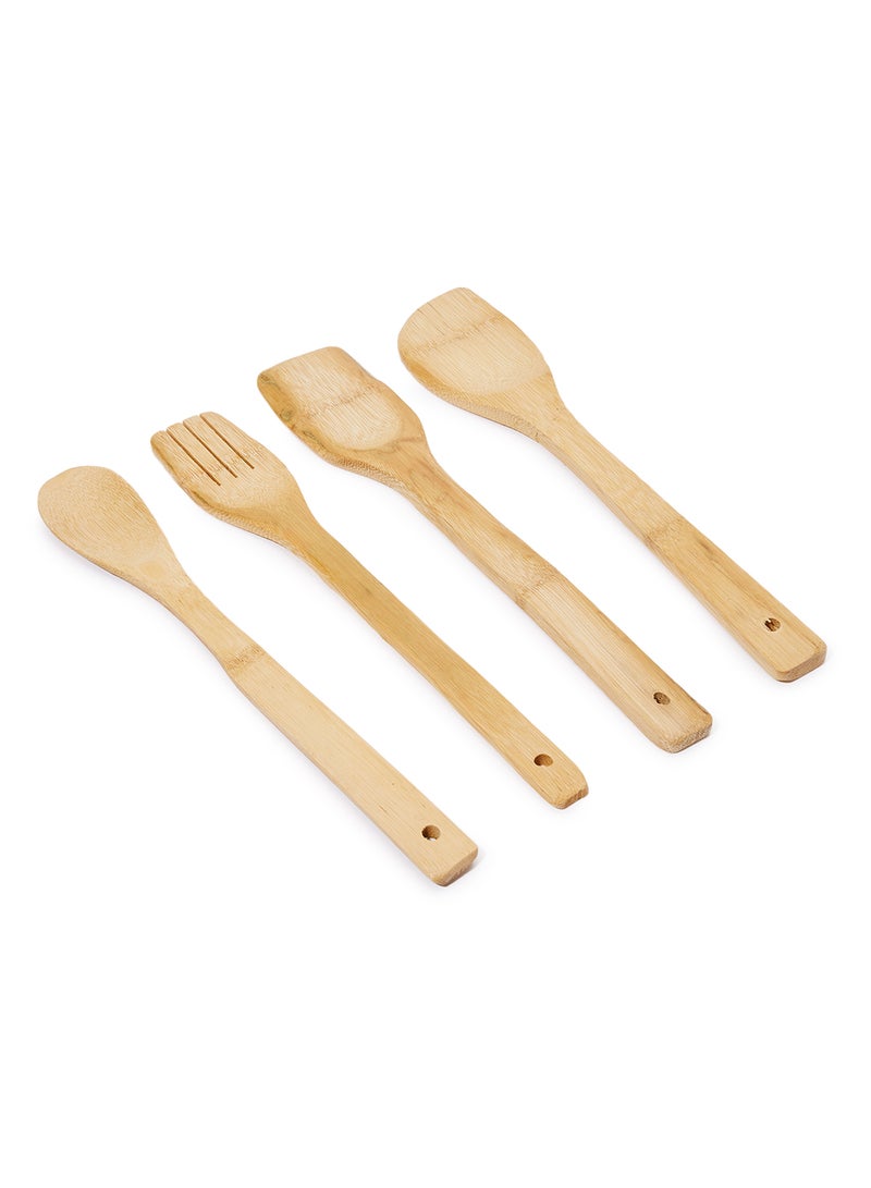 4-Piece Bamboo Kitchen Tools Beige 25cm  - Image 1