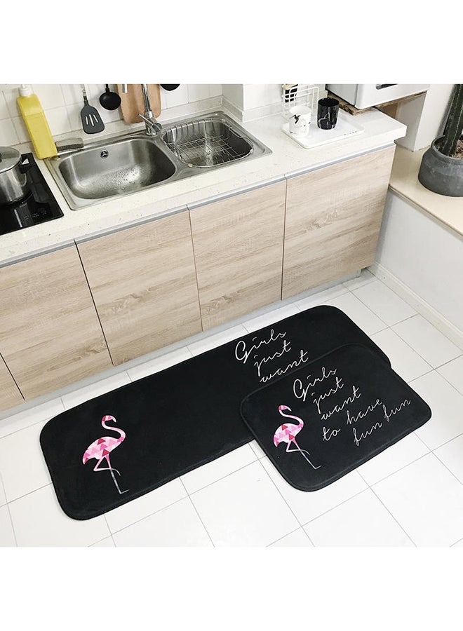 بساط أرض للمطبخ بطبعة فلامينجو أسود 50x150سم 