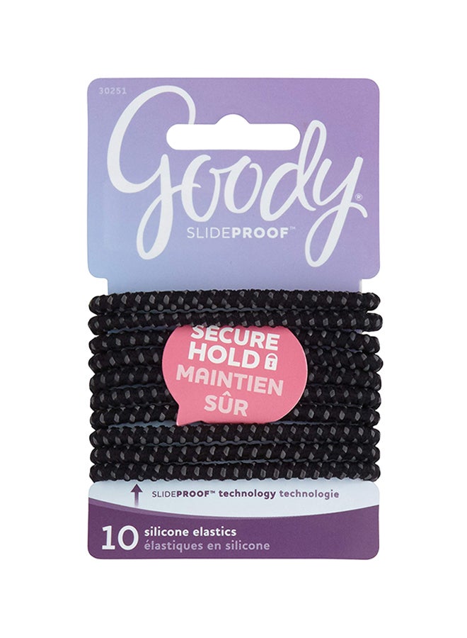قودي  مجموعة أربطة مطاطية مقاومة للانزلاق للشعر من 10 قطع أسود 0.1X3X0.1بوصة - Image 1