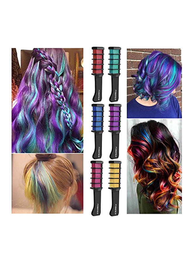 PIXNOR 6-Piece Hair Chalk Comb Shimmer Temporary Hair Color Cream Multicolour - Image 2