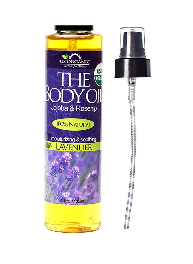 US Organic - Jojoba And Rosehip Elegant Lavender Body Oil With Vitamin E 135ml - Image 1