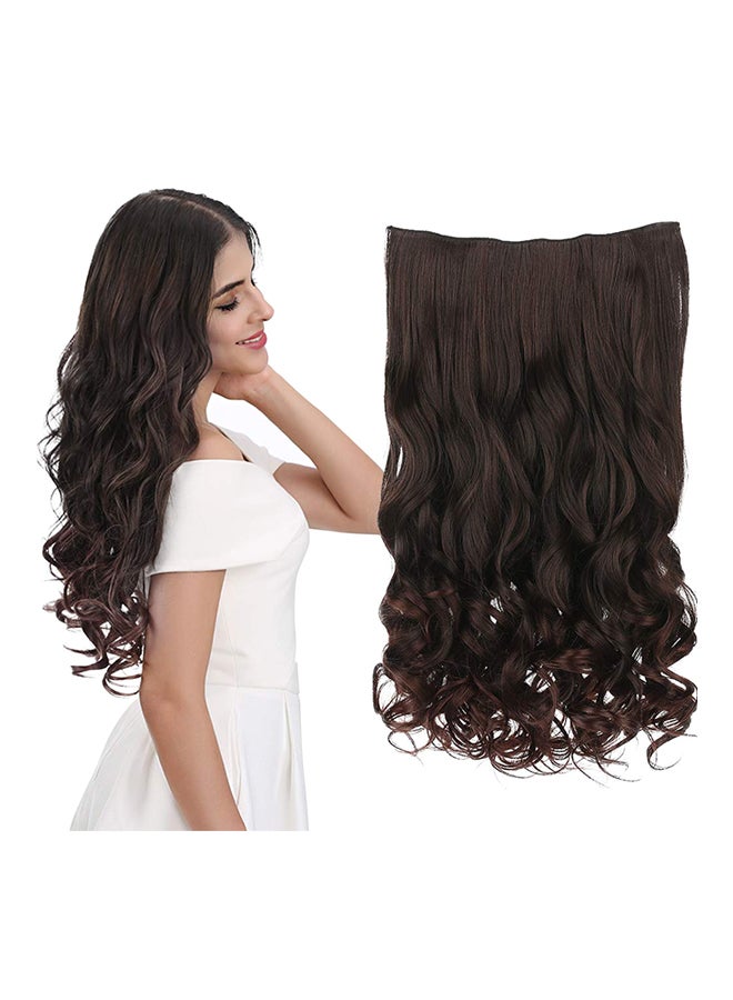 REECHO 20" 1-pack 3/4 Full Head Curly Wave Clips in on Synthetic Hair Extensions Brown 20inch - Image 2