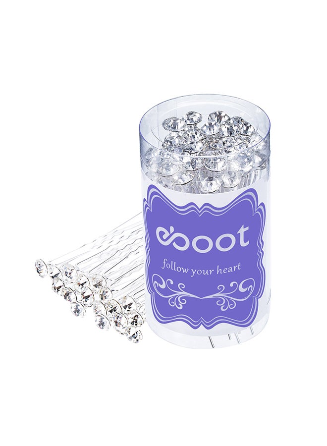 إي بوت 40-Piece Crystal Rhinestone Hair Pins Set White 2.56inch  - Image 1