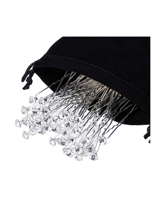 إي بوت 40-Piece Crystal Rhinestone Hair Pins Set White 2.56inch  - Image 2