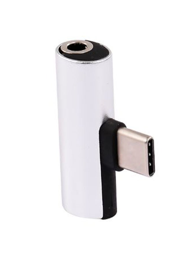 Generic 3.5mm Type-C To Type-C Jack Earphone Charging Adapter Silver  - Image 2