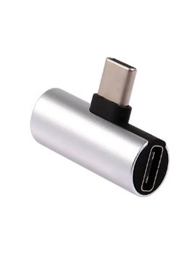 Generic 3.5mm Type-C To Type-C Jack Earphone Charging Adapter Silver  - Image 3