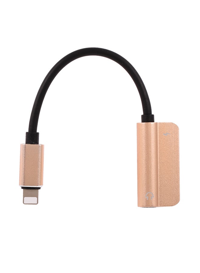 Lightning To 3.5mm Jack Earphone Charging Cable Gold/Black - Image 1