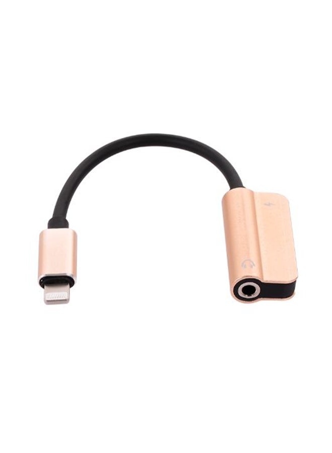 Lightning To 3.5mm Jack Earphone Charging Cable Gold/Black - Image 2