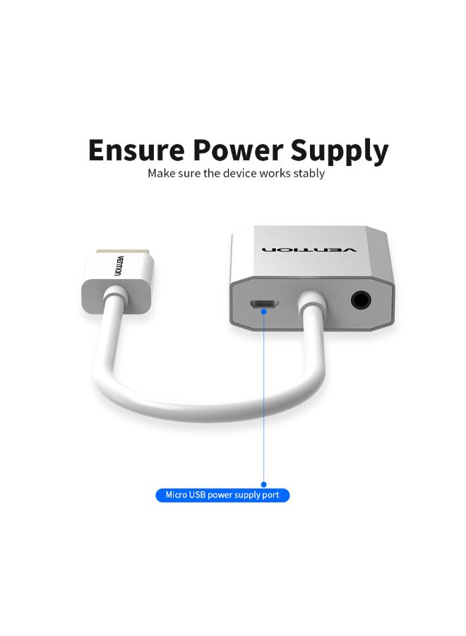 فينشن محول فيديو بدقة 1080P من HD ذكر إلى VGA أنثى أبيض - Image 2