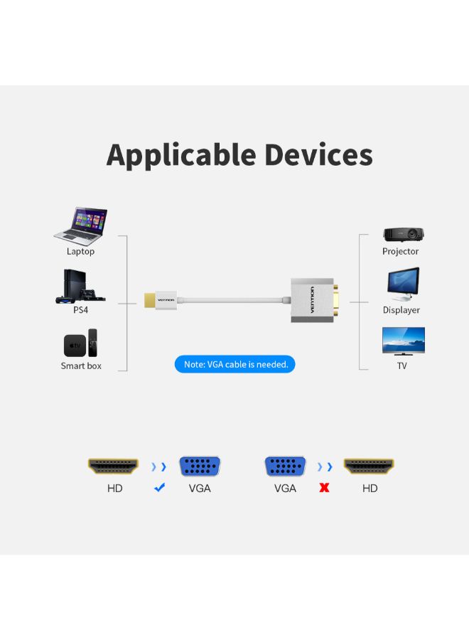 فينشن محول فيديو بدقة 1080P من HD ذكر إلى VGA أنثى أبيض - Image 3