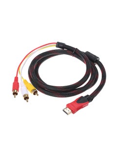 كابل محول صوت وصورة من HD إلى 3 منافذ RCA ذكر متعدد الألوان