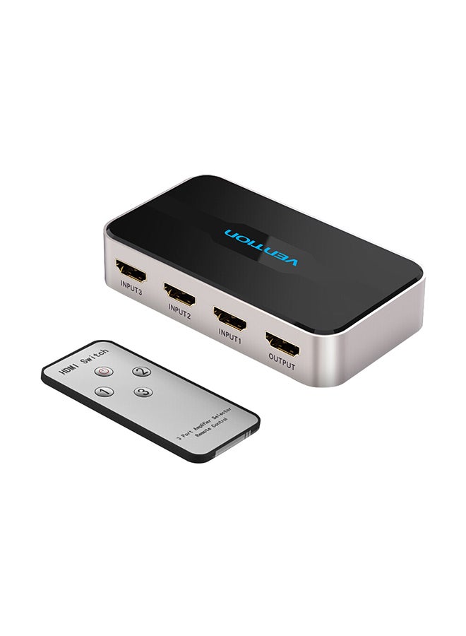 فينشن مُشغِّل HDMI أنثى ‏3 في 1 مزوَّد بتقنية نقل الإشارة التباينية المصغرة بدقة 4K و1080P أسود/ أبيض - Image 1